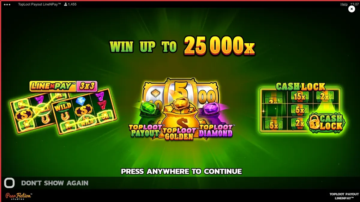 TopLoot Payout LineNPay slot game interface na may gintong tema